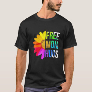 Daisy Flower Mom Hugs Messy Bun LGBT Flag Pride T-Shirt
