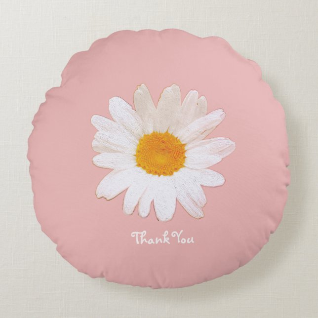 Daisy Flower Mug – Summer Botanical Cozy Round Pillow (Front)