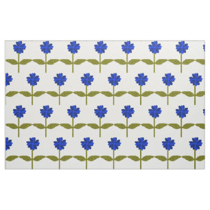 Daisy Flower Ocean Blue Floral Patterned Fabric