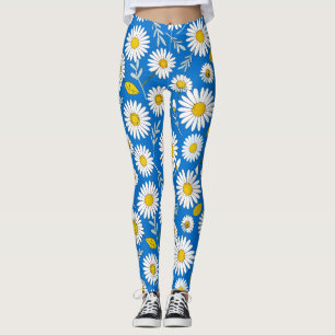 Daisy flower pattern leggings