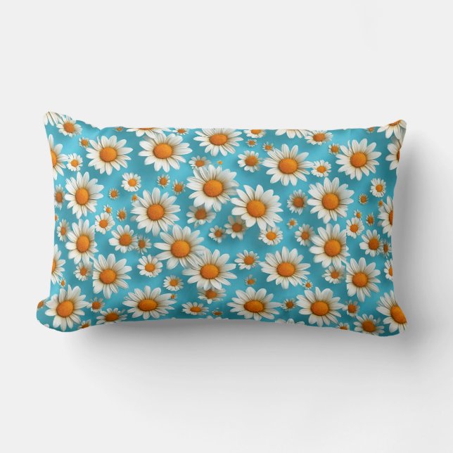 Daisy flower pattern lumbar pillow (Front)