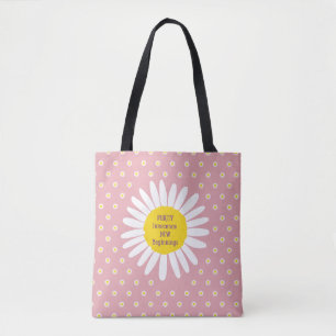 Daisy flower pattern - Purity, Innocence quote Tote Bag