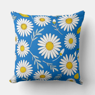 Daisy flower pattern throw pillow