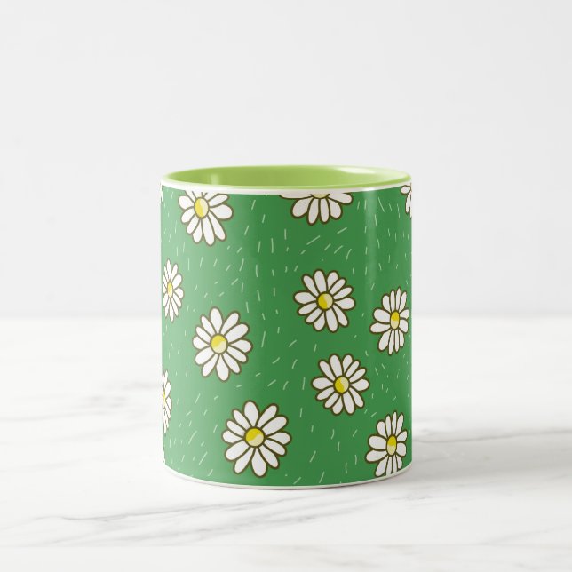 Daisy flower pattern Two-Tone coffee mug (Center)