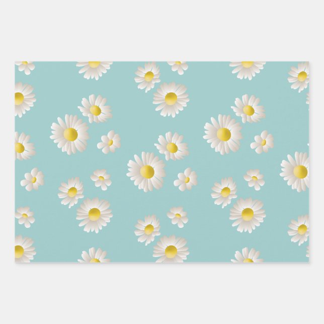 Daisy Flower Pattern Wrapping Paper Sheet (Front)