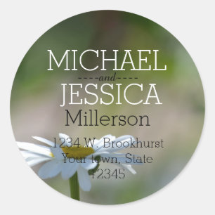 Daisy Flower Personalized address Classic Round Sticker