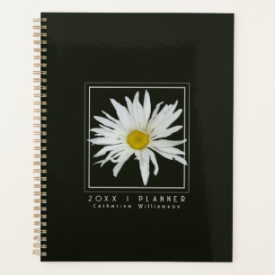 Daisy Flower Personalized Black Planner