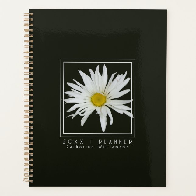 Daisy Flower Personalized Black Planner (Front)