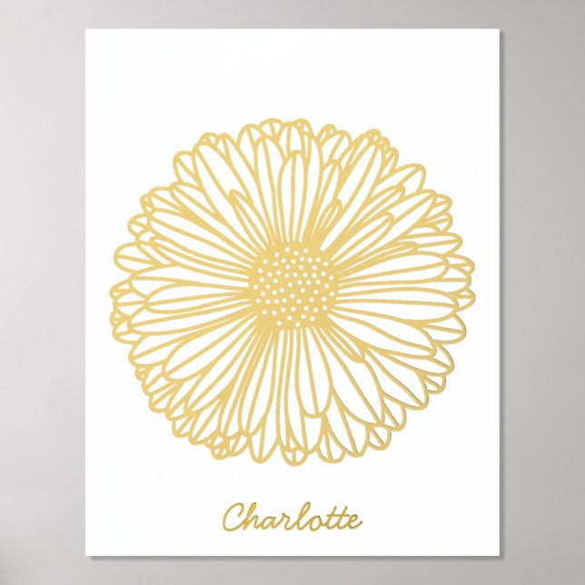 Daisy Flower Personalized Foil Prints (Front)