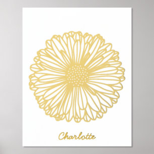 Daisy Flower Personalized Foil Prints