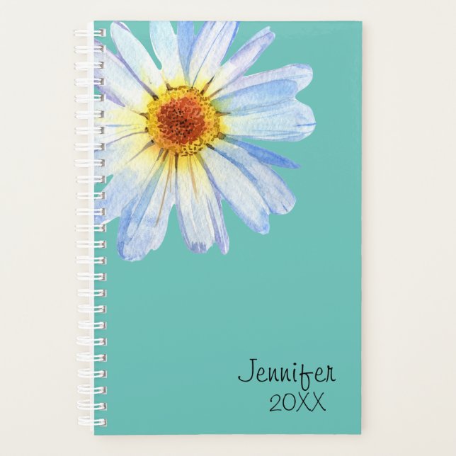 Daisy Flower Personalized Yellow Trendy Custom Planner (Front)