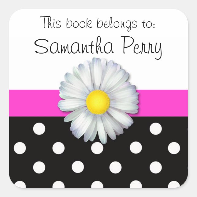 Daisy flower polka dot customizable stickers (Front)