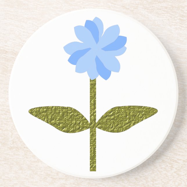 Daisy Flower Pretty Blue Coasters (Front)