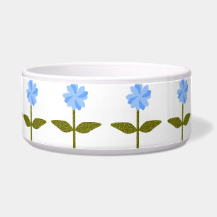 Daisy Flower Pretty Blue Dog Bowl
