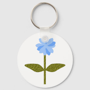 Daisy Flower Pretty Blue Keychain