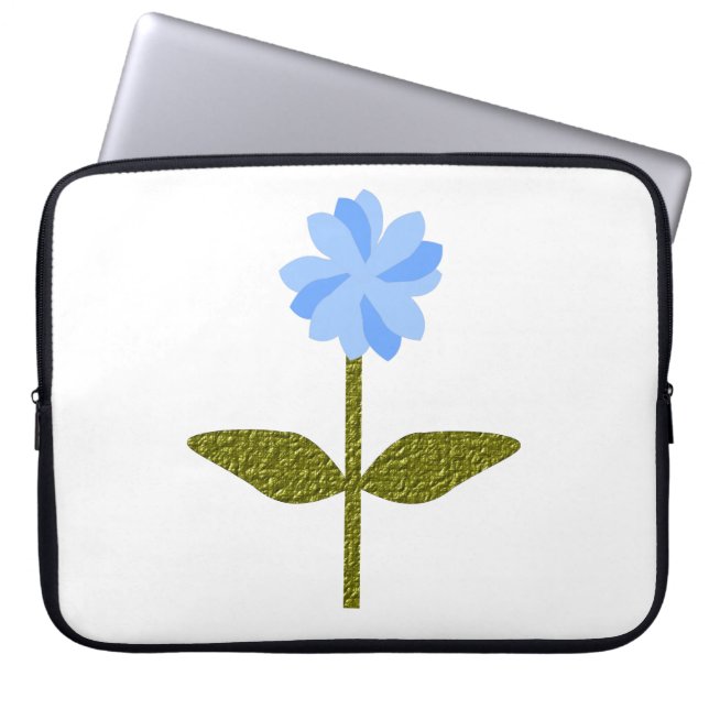 Daisy Flower Pretty Blue Laptop Bag (Front)