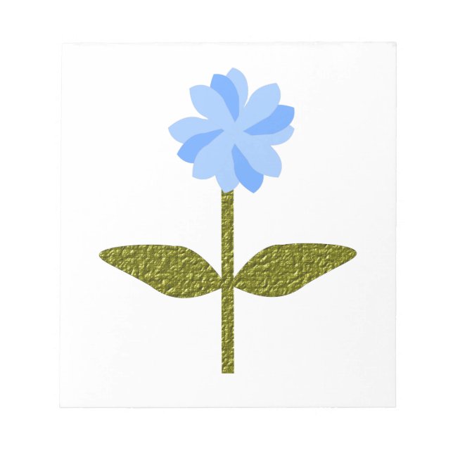 Daisy Flower Pretty Blue Notepad (Front)