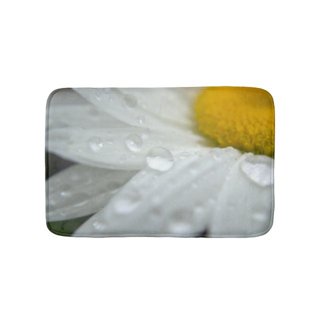 Daisy Flower Raindrops Bathmat Rug (Front)