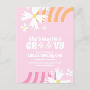 Daisy Flower Retro Way Two Groovy Birthday Postcard