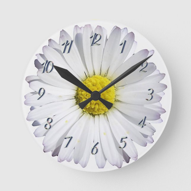 Daisy Flower Round Acrylic Wall Clock (Front)