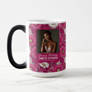 Daisy Flower Theme 40th Birthday Girlfriend Pink Magic Mug