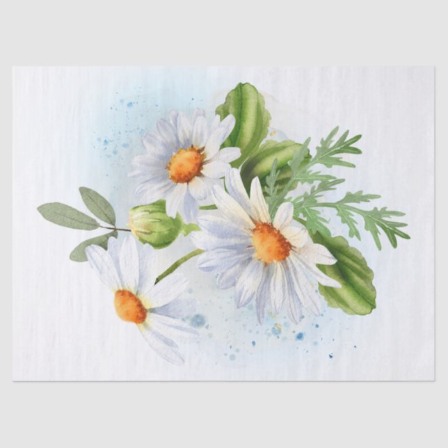 Daisy Flower Watercolor Tissue Paper (Front)