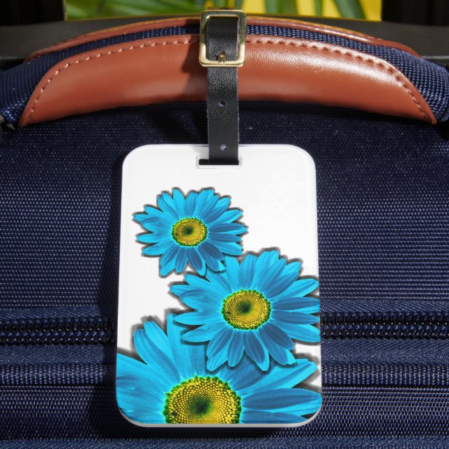 Daisy Flower with Blue Petals Luggage Tag (Front Insitu 2)
