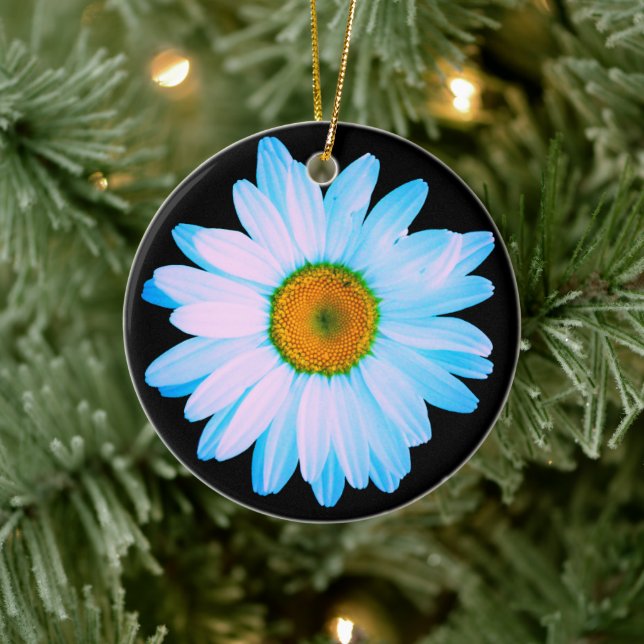Daisy Flower with White Petals Ceramic Ornament (Tree)