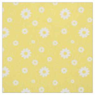 Daisy Flower Yellow White Summer Pattern Fabric