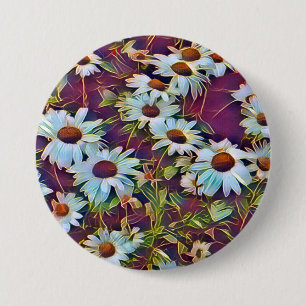 DAISY FLOWERS   3 INCH ROUND BUTTON