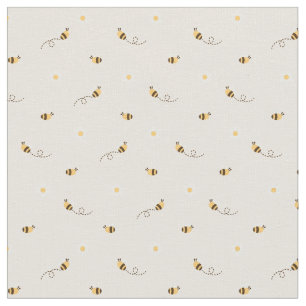 Daisy Flowers and Honey Bees Fabric