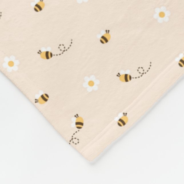 Daisy Flowers and Honey Bees Fleece Blanket (Corner)