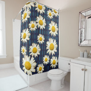 Daisy Flowers and Oval Geometric Blue Yellow