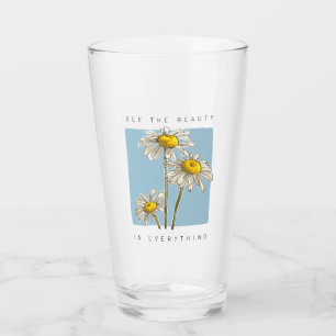Daisy Flowers Beauty Slogan Glass