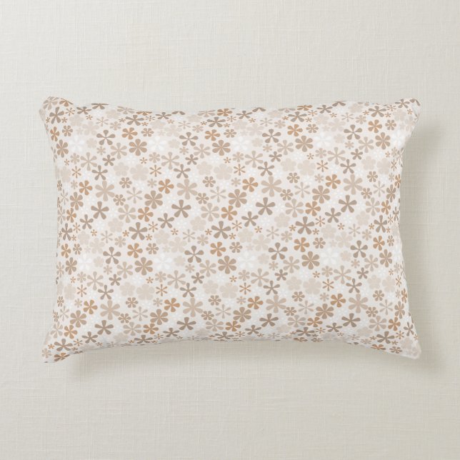 Daisy Flowers Beige Floral Aesthetic Ditsy Tan Accent Pillow (Front)