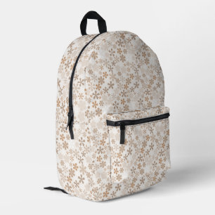Daisy Flowers Beige Floral Aesthetic Ditsy Tan Printed Backpack