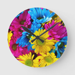 Daisy Flowers Blossoms Love Destiny Shower Party Round Clock