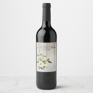 Daisy Flowers Country Floral & Rustic Wood Wine Label