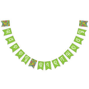 Daisy Flowers Cute Colourful 1st Birthday Party Bunting Flags