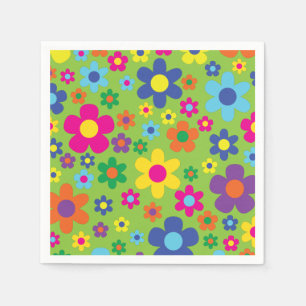 Daisy Flowers Cute Colourful 1st Birthday Party Napkin