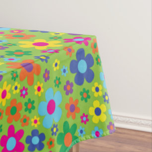 Daisy Flowers Cute Colourful 1st Birthday Party Tablecloth