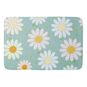Daisy Flowers Floral Pattern Girly rainbow pastel Bath Mat