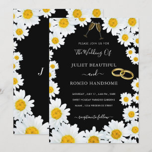 Daisy Flowers Framed Wedding Invitation Your Colou