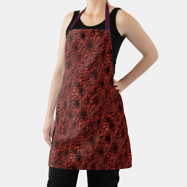 Daisy Flowers In Burgundy Nature Pattern     Apron (Insitu)