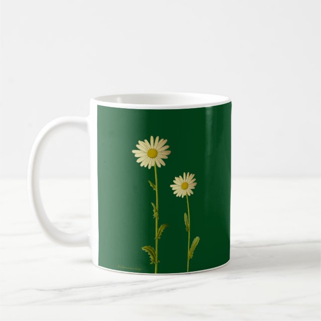 Daisy flowers on green background - Summer Coffee Mug (Left)
