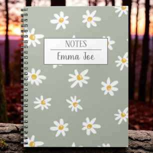 Daisy Flowers Personalized with Name Notebook