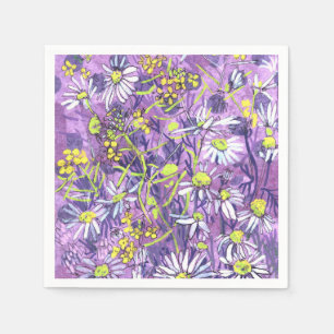 Daisy Flowers Polka Dot Summer Flowers Floral Art Napkin