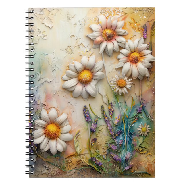 Daisy Flowers Pretty Wildflowers Floral Nature Art Notebook (Front)
