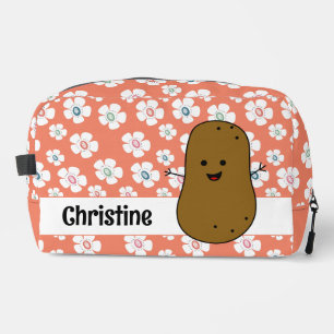 Daisy Flowers Salmon Pink Brown Potato Custom Dopp Kit