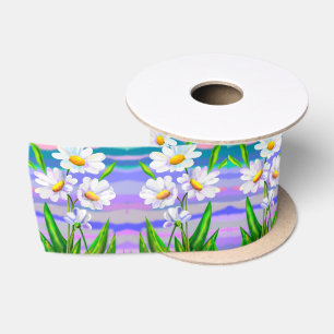 Daisy Flowers Satin Ribbon Spring Gift